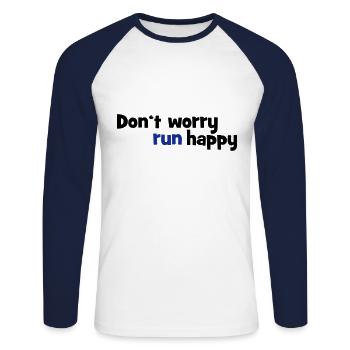 to run - Unisex Long Sleeve Baseball T-Shirt - white/navy - Front - Nik (191cm)