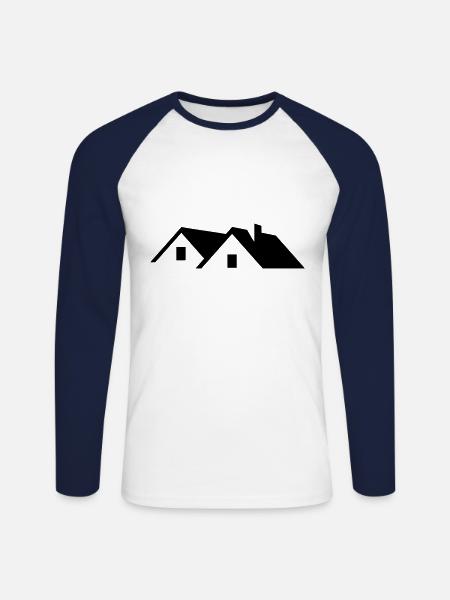 top, roof - Unisex Long Sleeve Baseball T-Shirt - white/navy