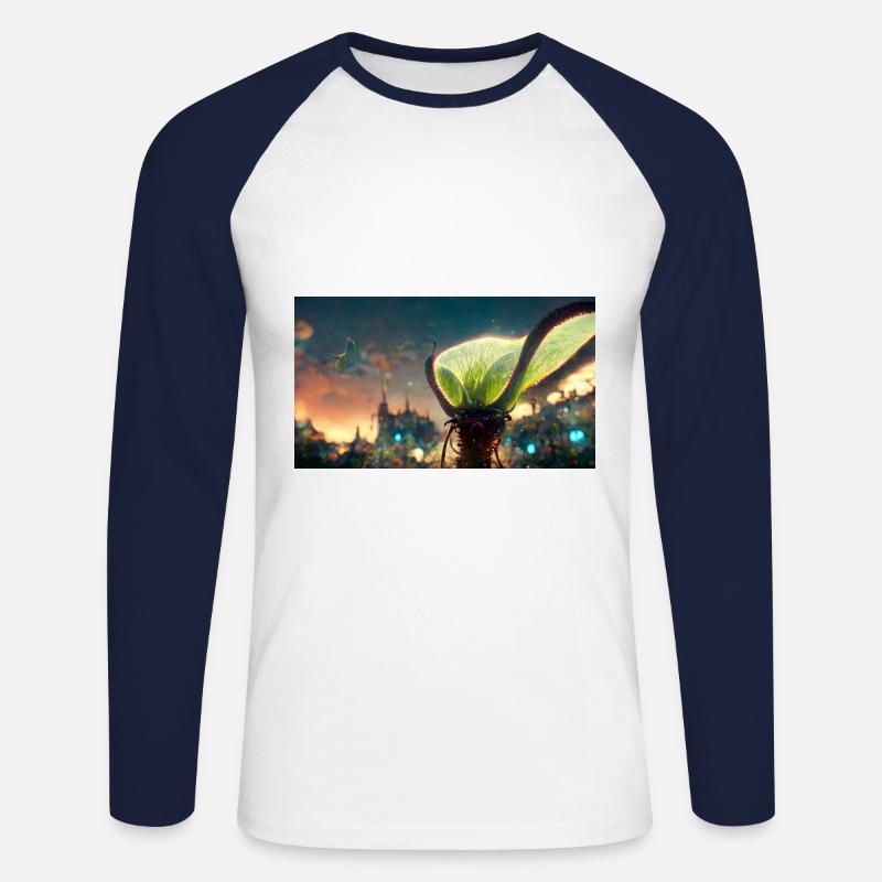 Futuristic Venus flytrap - Unisex Long Sleeve Baseball T-Shirt - white/navy
