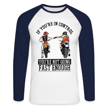 Moto Motocross Motorbike - T-shirt baseball manches longues Homme - blanc/marine - Devant - Nik (191cm)
