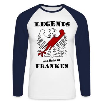 Les héros de Franconie - T-shirt baseball manches longues Homme - blanc/marine - Devant - Nik (191cm)