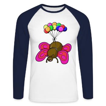 TAKE IT EASY BIG BUTTERFLY - So many ways to fly - Unisex Long Sleeve Baseball T-Shirt - white/navy - Front - Nik (191cm)