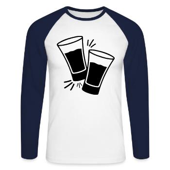 symbole de coups de vodka tequilla - T-shirt baseball manches longues Homme - blanc/marine - Devant - Nik (191cm)