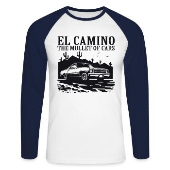 El Camino Le Mulet des Voitures - T-shirt baseball manches longues Homme - blanc/marine - Devant - Nik (191cm)