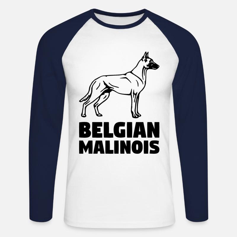 Malinois stehend - Unisex Baseballshirt langarm - Weiß/Navy