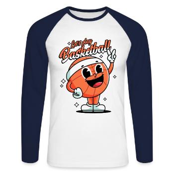 Basket-ball Joueurs de basket-ball Joueurs de basket-ball - T-shirt baseball manches longues Homme - blanc/marine - Devant - Nik (191cm)