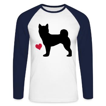 Shiba Inu - Unisex Long Sleeve Baseball T-Shirt - white/navy - Front - Nik (191cm)
