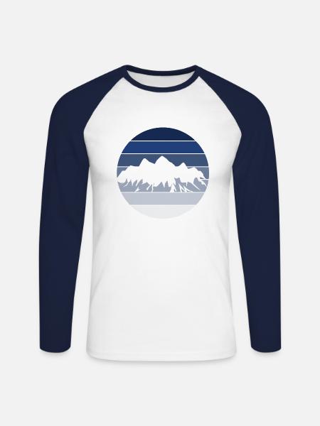Berge - Unisex Baseballshirt langarm - Weiß/Navy