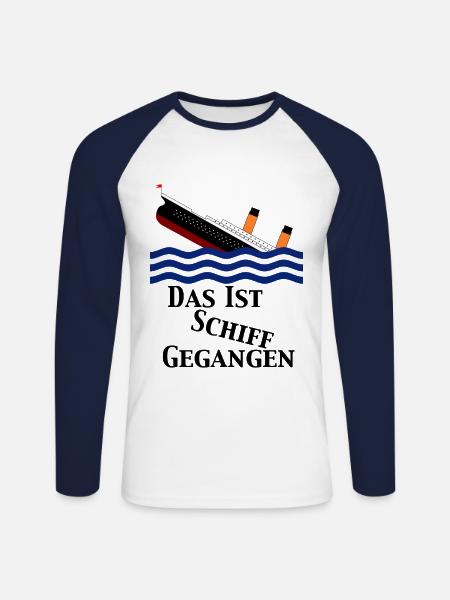 Ship gone - Unisex Long Sleeve Baseball T-Shirt - white/navy
