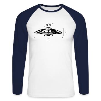 ufo - Unisex Baseballshirt langarm - Weiß/Navy - Vorne - Nik (191cm)