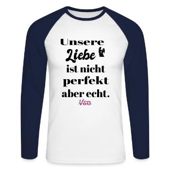 Unsere Liebe - Unisex Baseballshirt langarm - Weiß/Navy - Vorne - Nik (191cm)