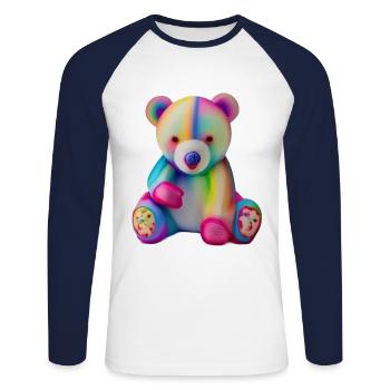 Multicolored teddy bear - Unisex Long Sleeve Baseball T-Shirt - white/navy - Front - Nik (191cm)