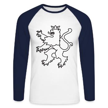 Animal héraldique du lion, héraldique des armoiries du lion - T-shirt baseball manches longues Homme - blanc/marine - Devant - Nik (191cm)