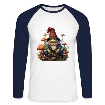 WIZARD FROG - Unisex Long Sleeve Baseball T-Shirt - white/navy - Front - Nik (191cm)
