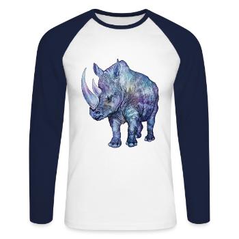 NASHORN - Unisex Baseballshirt langarm - Weiß/Navy - Vorne - Nik (191cm)