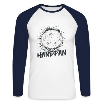 Handpan Hang Music Sound T-Shirt Tee - Unisex Long Sleeve Baseball T-Shirt - white/navy - Front - Nik (191cm)