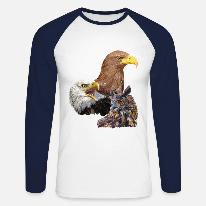 Pigargos und Eule - Unisex Baseballshirt langarm - Weiß/Navy