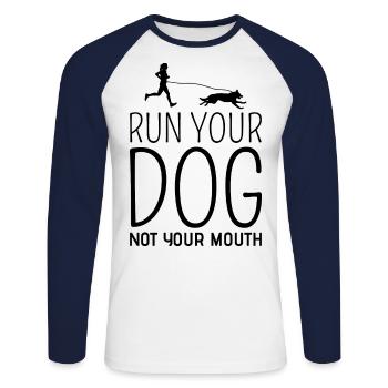 Canicross Trail Running Dog Sport Outdoor Hobby - Unisex Long Sleeve Baseball T-Shirt - white/navy - Front - Nik (191cm)