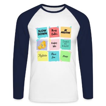 Post its - Motivation und gute Laune - Unisex Baseballshirt langarm - Weiß/Navy - Vorne - Nik (191cm)