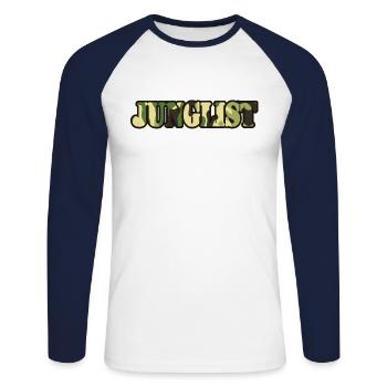 Junglist Soldier Green - Unisex Long Sleeve Baseball T-Shirt - white/navy - Front - Nik (191cm)