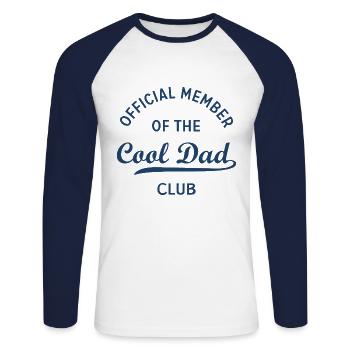Mens Official Member of The Cool Dad Club - Unisex Baseballshirt langarm - Weiß/Navy - Vorne - Nik (191cm)