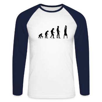 Poirier Evolution - T-shirt baseball manches longues Homme - blanc/marine - Devant - Nik (191cm)