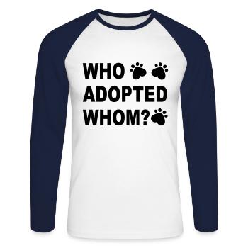 Dog - Unisex Long Sleeve Baseball T-Shirt - white/navy - Front - Nik (191cm)