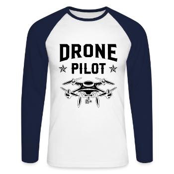 Drone Pilot - Unisex Long Sleeve Baseball T-Shirt - white/navy - Front - Nik (191cm)