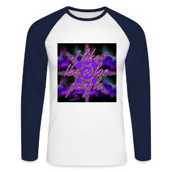 J’aime la couleur violette - Image - 2023 - T-shirt baseball manches longues Homme - blanc/marine - Devant - Nik (191cm)