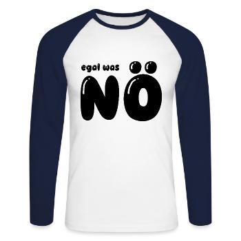 leider nein - Unisex Baseballshirt langarm - Weiß/Navy - Vorne - Nik (191cm)