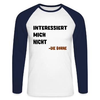 Interessiert mich nicht - Unisex Baseballshirt langarm - Weiß/Navy - Vorne - Nik (191cm)