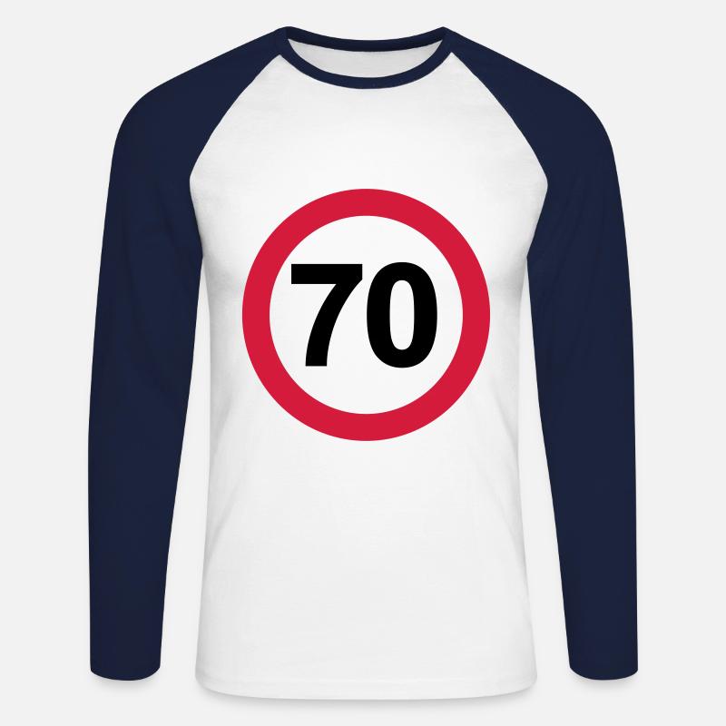 70 - Unisex Baseballshirt langarm - Weiß/Navy