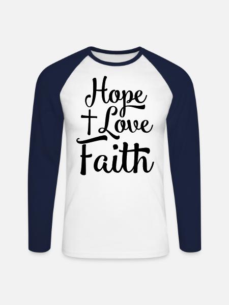 Hope love faith - Unisex Long Sleeve Baseball T-Shirt - white/navy