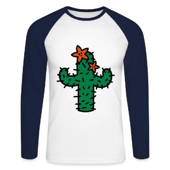 Cactus with flowers cactus with blossoms - Unisex Long Sleeve Baseball T-Shirt - white/navy - Front - Nik (191cm)