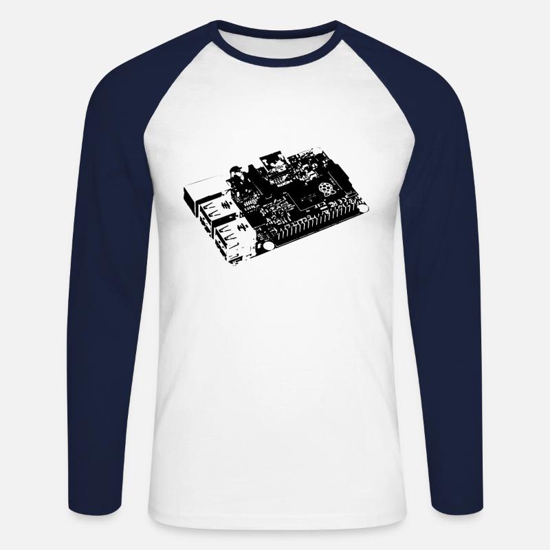 DIY - Raspberry Pi - Linux - Unisex Baseballshirt langarm - Weiß/Navy