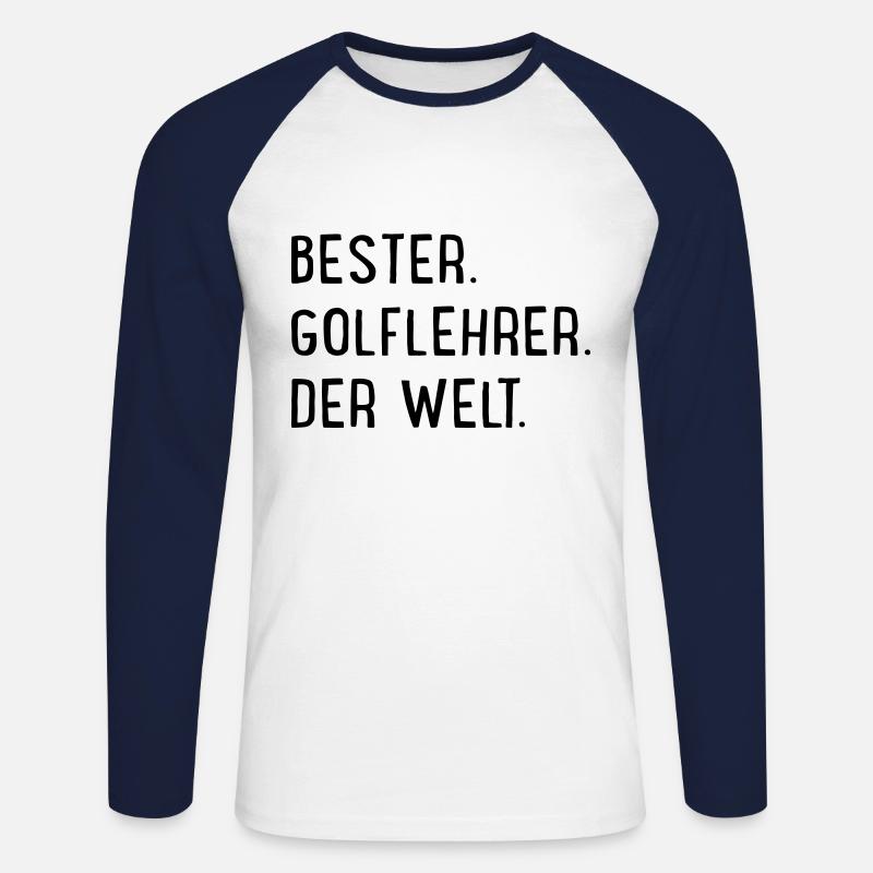 bester Golflehrer - Unisex Baseballshirt langarm - Weiß/Navy