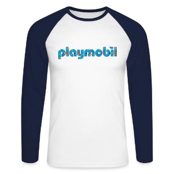 Playmobil Logo Classique Multicolore - T-shirt baseball manches longues Homme - blanc/marine - Devant - Nik (191cm)