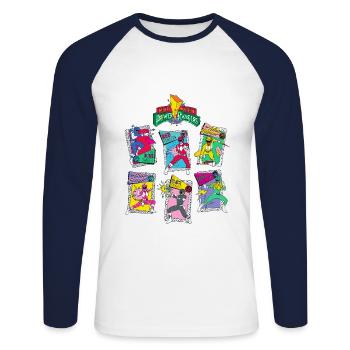 Power Rangers Retro Style Tous Rangers - T-shirt baseball manches longues Homme - blanc/marine - Devant - Nik (191cm)