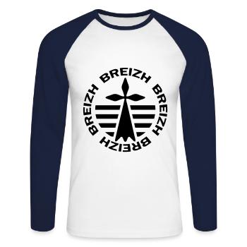 Breizh bretagne hermine 1 - T-shirt baseball manches longues Homme - blanc/marine - Devant - Nik (191cm)