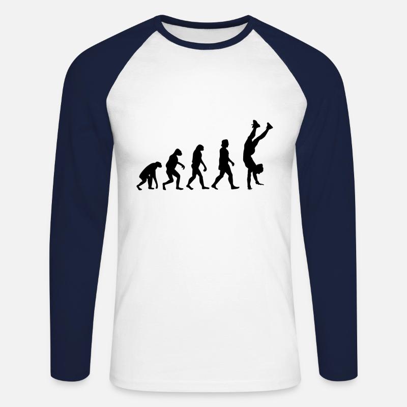 Handstand Evolution - Unisex Baseballshirt langarm - Weiß/Navy