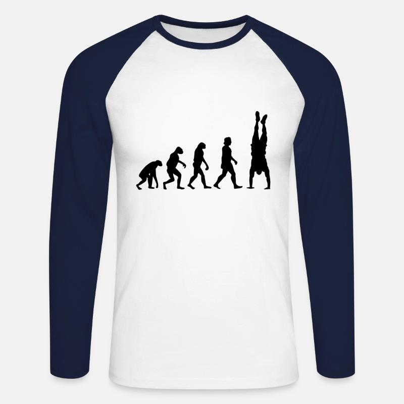 Handstand Evolution - Unisex Baseballshirt langarm - Weiß/Navy