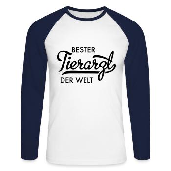 tierarzt - Unisex Baseballshirt langarm - Weiß/Navy - Vorne - Nik (191cm)