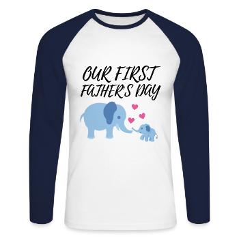 Our first father's day - Unisex Long Sleeve Baseball T-Shirt - white/navy - Front - Nik (191cm)