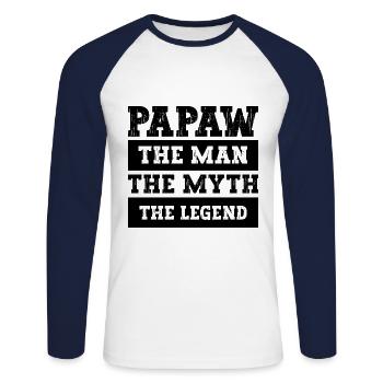 Papa Père Grand-père Idée Cadeau Papaw Disant Rétro - T-shirt baseball manches longues Homme - blanc/marine - Devant - Nik (191cm)