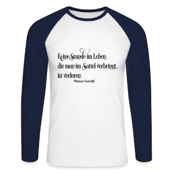 reiten - Unisex Baseballshirt langarm - Weiß/Navy - Vorne - Nik (191cm)