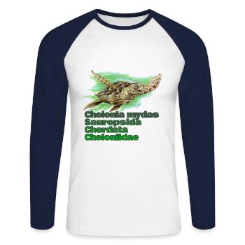 GREEN SEA TURTLE - Unisex Long Sleeve Baseball T-Shirt - white/navy - Front - Nik (191cm)