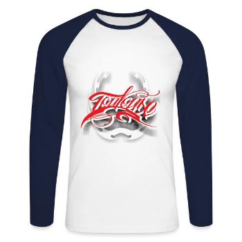 Toulouse - T-shirt baseball manches longues Homme - blanc/marine - Devant - Nik (191cm)