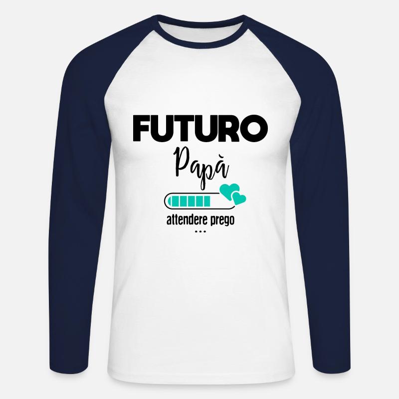 Futuro papa - Maglia da baseball a manica lunga da uomo - bianco/navy
