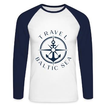 Kompass Baltic Sea - Unisex Baseballshirt langarm - Weiß/Navy - Vorne - Nik (191cm)