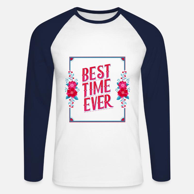 Beste Zeit - Unisex Baseballshirt langarm - Weiß/Navy